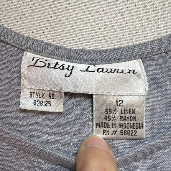 Betsy Lauren Womens Linen Maxi Minimalist Dress Sleeveless Sz 12 Blue - Picture 3 of 10